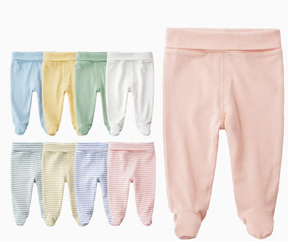 Infant Baby Cotton High Waist Footed Pants Casual Leggings 0-12 Months