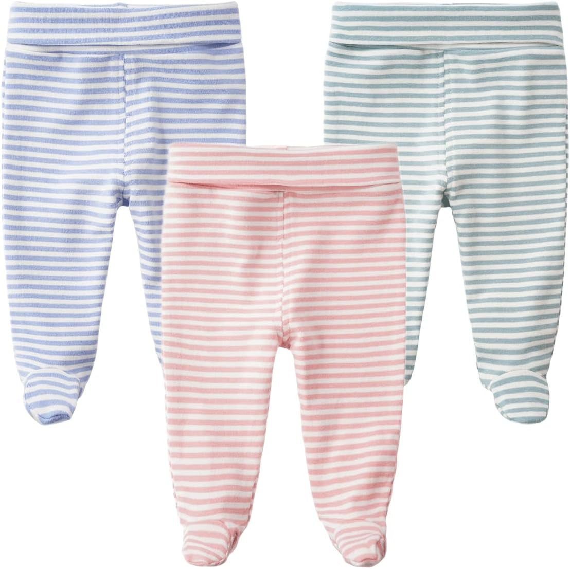 Infant Baby Cotton High Waist Footed Pants Casual Leggings 0-12 Months