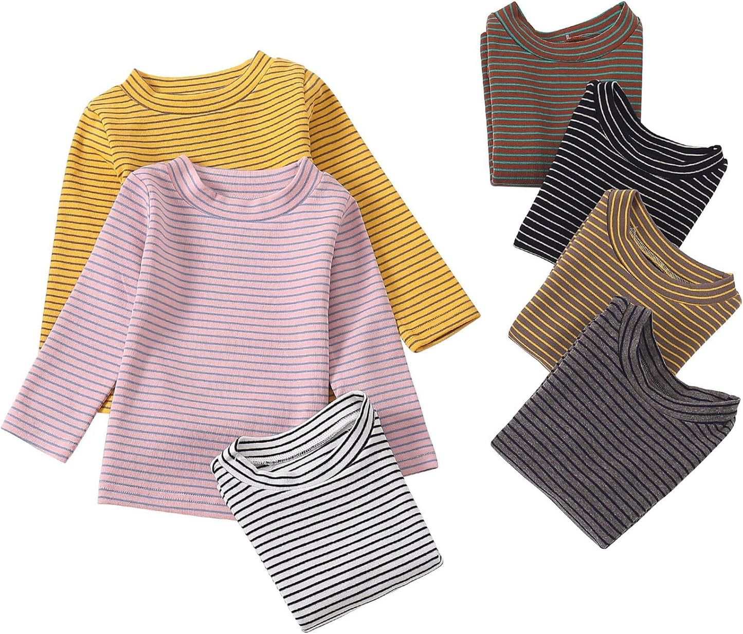 Baby Toddlers Long Sleeve Tee Little Kids Cotton Striped T-Shirt Crew Neck Tops