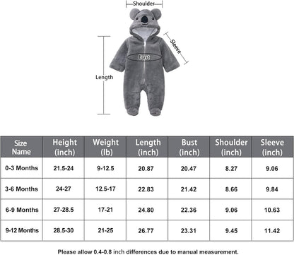 Unisex Baby Pramsuit Thick Winter Jumpsuit Warm Cotton Robe Snowsuit for Infant Boys Girls 0-24 Months