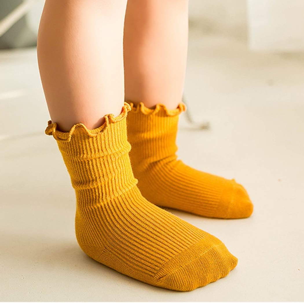 Baby Girls Boys Combed Cotton Socks Toddler Ankle Ruffles Sock Non-Slid for Newborn Infant Childrens