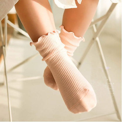 Baby Girls Boys Combed Cotton Socks Toddler Ankle Ruffles Sock Non-Slid for Newborn Infant Childrens